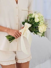 Chelsea Peers Cotton Embroidered Just Married Frill Short Pyjamas Set - صورة 4 من 6