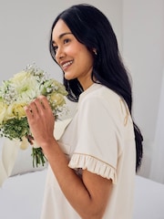 Chelsea Peers Cotton Embroidered Just Married Frill Short Pyjamas Set - صورة 6 من 6