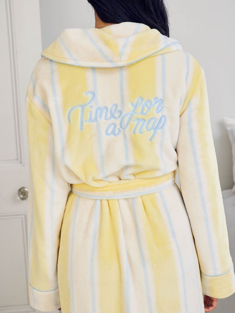 Chelsea Peers Fleece Embroidered Time for a Nap Dressing Gown - Image 2 of 5