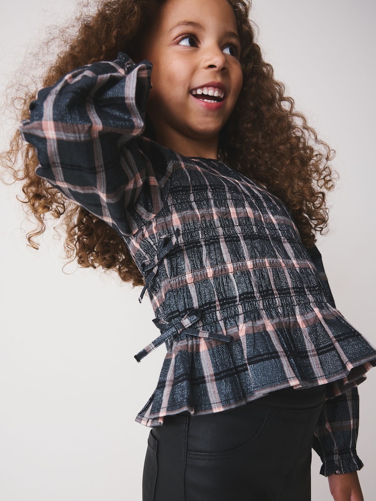 Mono Lurex Shirred Blouse (3-16yrs) - Image 1 of 4 Mono Lurex Shirred Blouse (3-16yrs) - Image 1 of 4