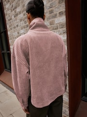 Pink Soft Corduroy Funnel Overhead Shacket - Image 3 of 7