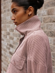 Pink Soft Corduroy Funnel Overhead Shacket - Image 4 of 7