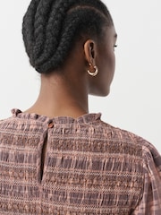 Dusty Pink Check - Smocked Corduroy Long Sleeve Blouse - Bild 3 von 6
