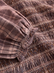 Dusty Pink Check - Smocked Corduroy Long Sleeve Blouse - Bild 6 von 6