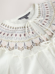 Ecru National Trust x Next Embroidered Collar Long Sleeve Blouse - Image 7 of 8