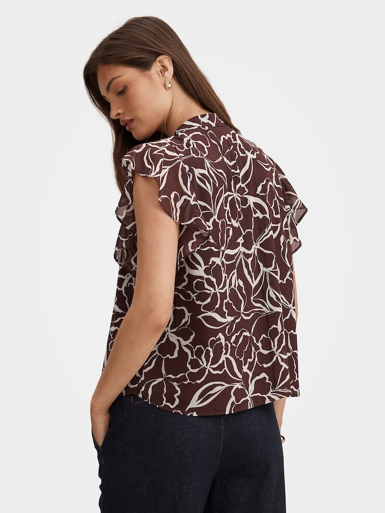 Forever New Brown Tullia Ruffle Sleeves Blouse - Image 2 of 5