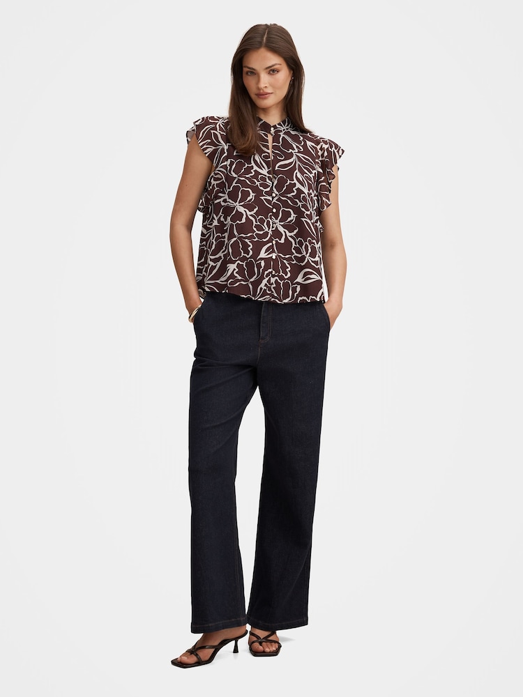 Forever New Brown Tullia Ruffle Sleeves Blouse - Image 5 of 5