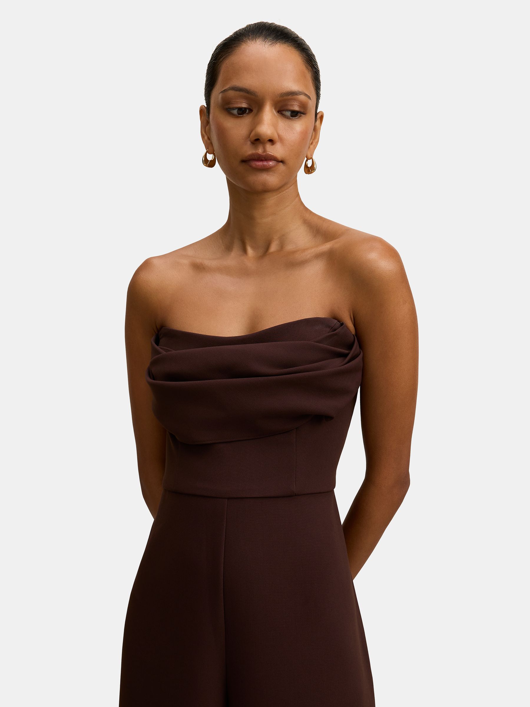 Buy Forever New Brown Shelly Strapless Corset Jumpsuit from the
