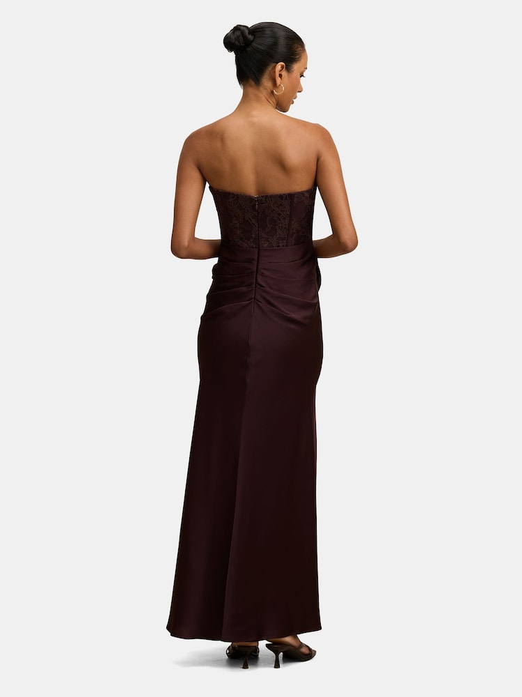 Forever New Brown Ivy Petite Lace Corset Maxi Dress - Image 2 of 4