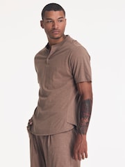 Religion Brown Orson Slub Polo Shirt - Image 3 of 4