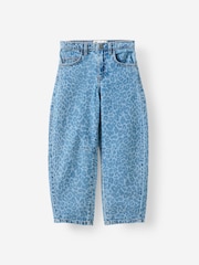 Cotton On Blue - Leopard Unisex Barrel Leg Denim Jeans - Image 1 of 3