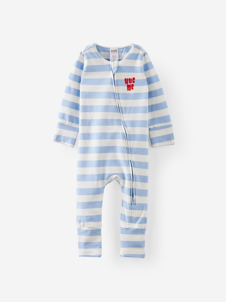 Cotton On Blue Long Sleeve Zip Sleepsuit - Image 1 of 3
