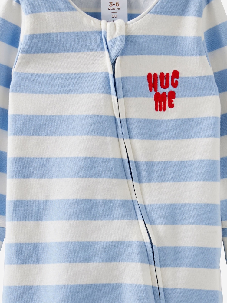 Cotton On Blue Long Sleeve Zip Sleepsuit - Image 2 of 3
