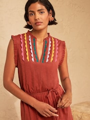 Marrón óxido - Love & Roses Ric Rac Flutter and Frill Sleeves Jersey Midi Dress - Imagen 2 de 4