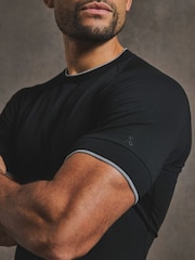 Tailored Athlete Black Muscle Fit Fine Tipped T-Shirt - Image 6 of 7