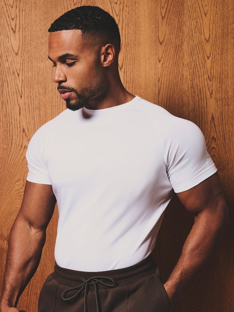 Tailored Athlete White Muscle Fit Mercerised Cotton T-Shirt - Image 1 of 6 Tailored Athlete White Muscle Fit Mercerised Cotton T-Shirt - Image 1 of 6