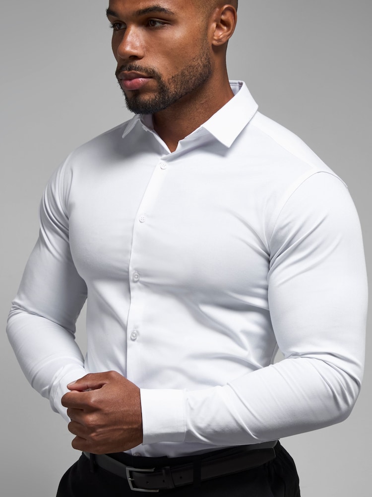 Tailored Athlete White Muscle Fit Dress Shirt - Image 1 of 7