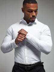 Tailored Athlete White Muscle Fit Dress Shirt - Image 3 of 7
