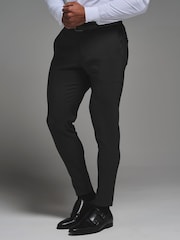 Tailored Athlete Black Muscle Fit Tech Suit Trousers - Image 1 of 6