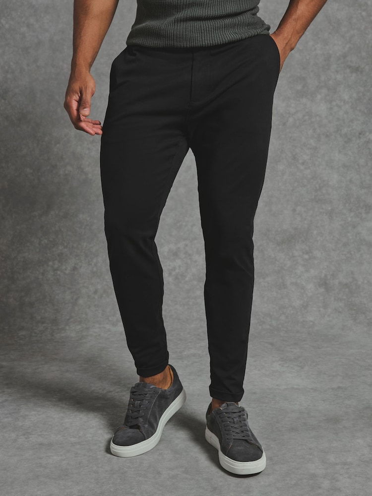 Tailored Athlete Black Muscle Fit Chino Trousers - Image 1 of 6