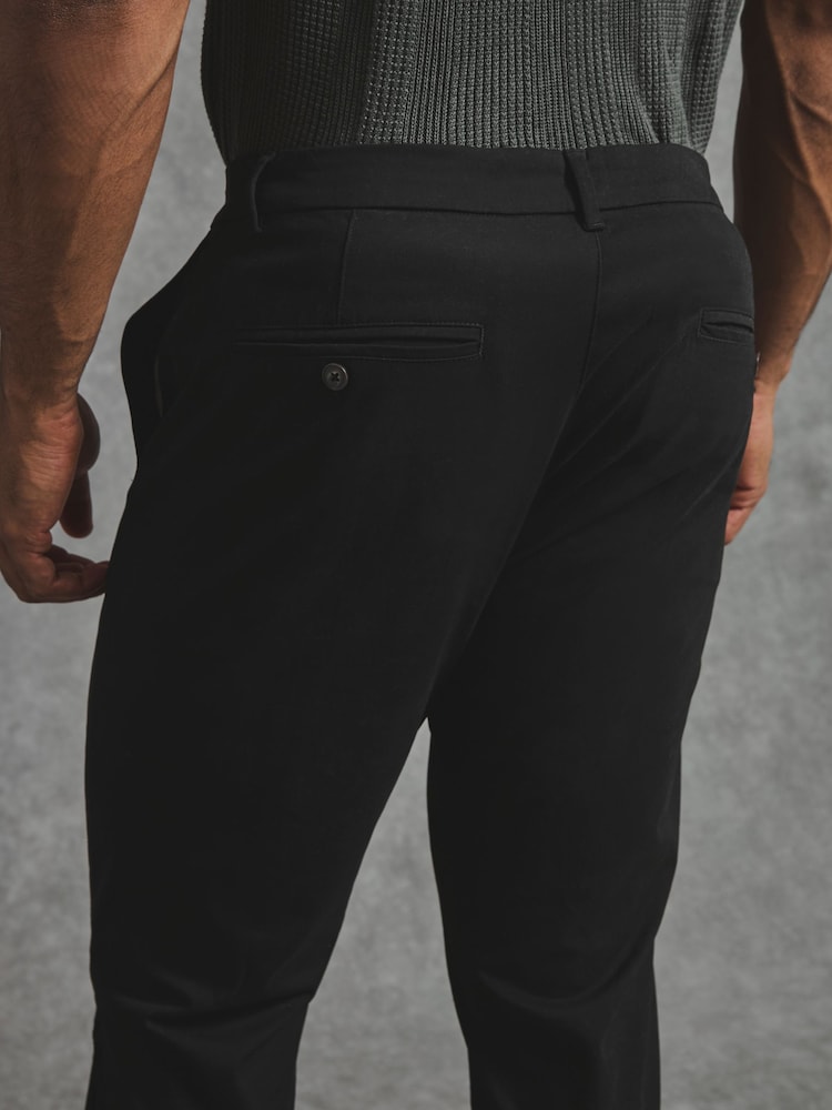 Tailored Athlete Black Muscle Fit Chino Trousers - Image 2 of 6