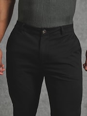 Tailored Athlete Black Muscle Fit Chino Trousers - Image 3 of 6