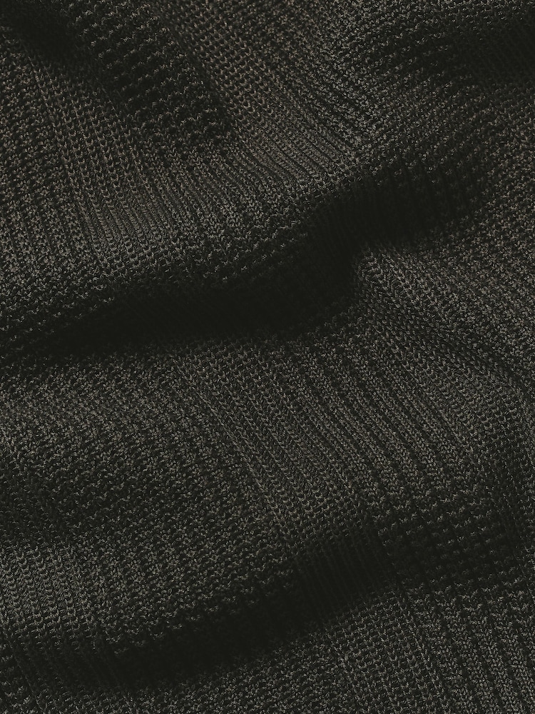 Tailored Athlete Dark Green Muscle Fit Vertical Stripe Knitted Polo Shirt - Image 7 of 7