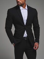 Tailored Athlete Black Muscle Fit Tech Suit Jacket - Image 2 of 7