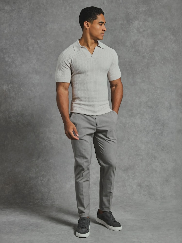 Tailored Athlete Green Muscle Fit Vertical Stripe Knitted Polo Shirt - Image 2 of 7 Tailored Athlete Green Muscle Fit Vertical Stripe Knitted Polo Shirt - Image 2 of 7