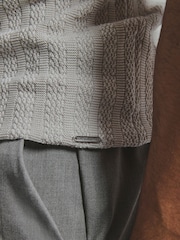 Tailored Athlete Green Muscle Fit Vertical Stripe Knitted Polo Shirt - Image 6 of 7