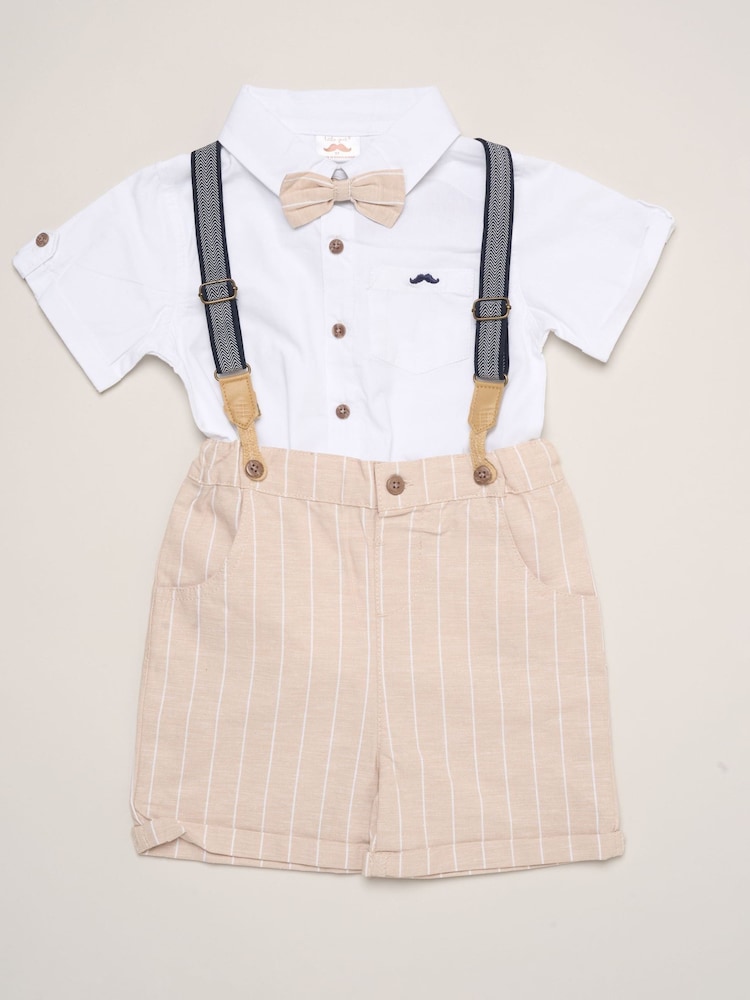 Little Gent Body chemise fictif, nœud papillon et short avec bretelles, ensemble - Image 1 sur 5