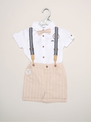 Little Gent Body chemise fictif, nœud papillon et short avec bretelles, ensemble - Image 2 sur 5