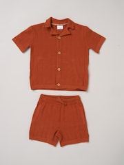 Little Gent Orange True Knit Resort Shirt And Shorts - Image 1 of 5