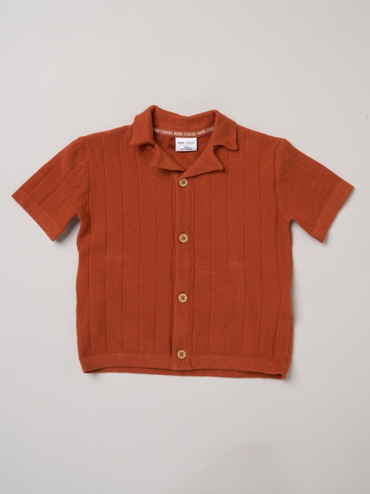 Little Gent Orange True Knit Resort Shirt And Shorts - Image 2 of 5