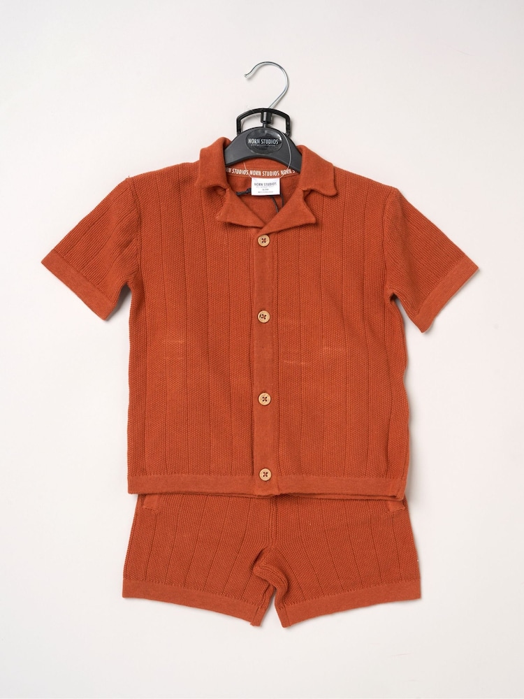 Little Gent Orange True Knit Resort Shirt And Shorts - Image 5 of 5