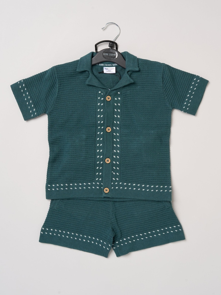 Little Gent Blue True Knit Resort Shirt And Shorts - Image 5 of 5