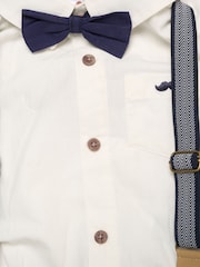 Little Gent Blue Mock Shirt Bodysuit Shorts And Bowtie Outfit Set - Image 3 of 5