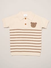 Little Gent Brown True Knit Shirt And Shorts With Crochet Bear - Image 3 of 5