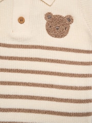 Little Gent Brown True Knit Shirt And Shorts With Crochet Bear - Image 5 of 5