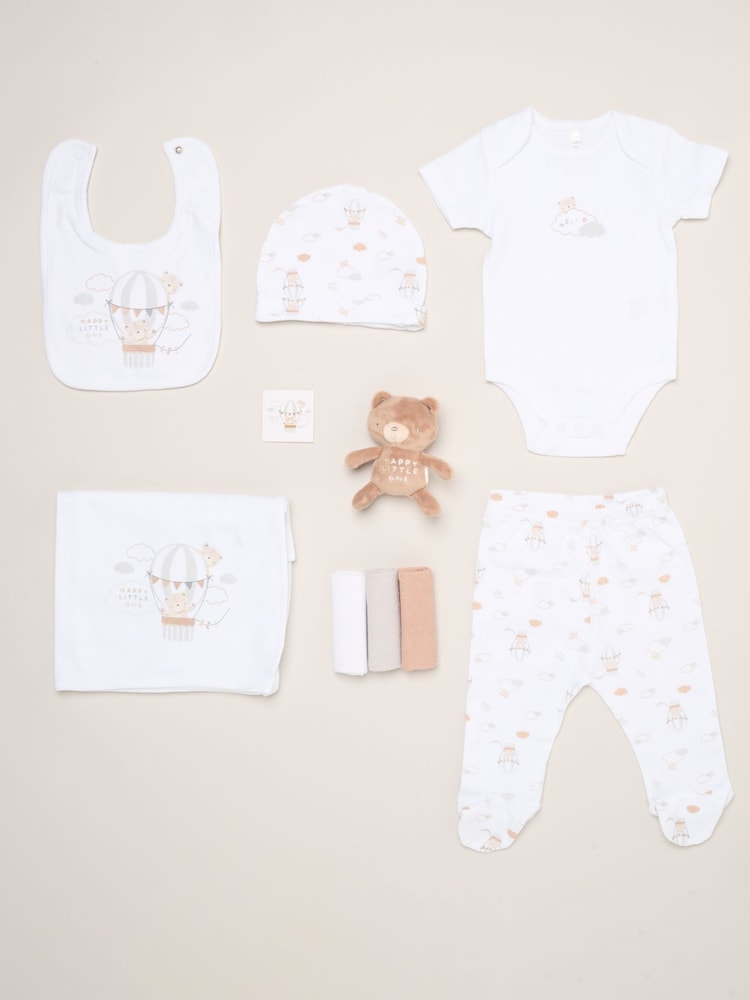 Rock-A-Bye Baby Boutique White - Bear and Hot Air Balloon Print Little Gent Hanging Gift Set 10 Piece - Image 1 of 6