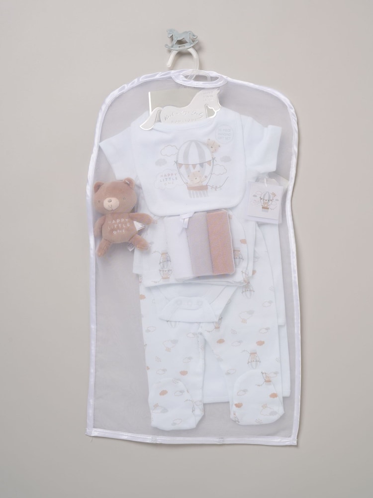 Rock-A-Bye Baby Boutique White - Bear and Hot Air Balloon Print Little Gent Hanging Gift Set 10 Piece - Image 2 of 6