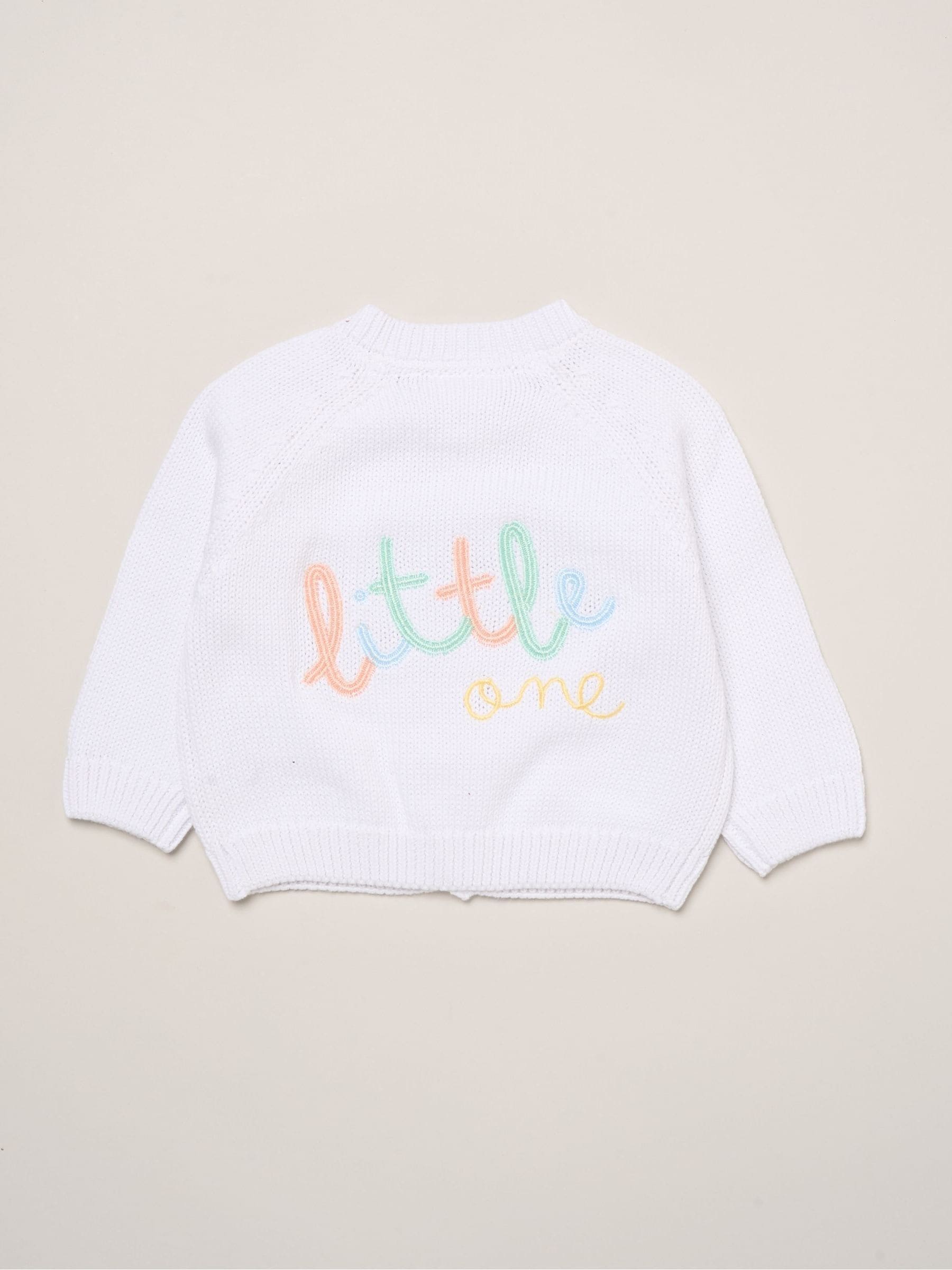 Rock-A-Bye Baby Boutique Men's White Rock-A-Bye Baby Boutique Embroidered Knitted Cardigan - Image 1