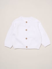 Rock-A-Bye Baby Boutique White Little Bear Embroidered Knitted Cardigan - Image 2 of 4