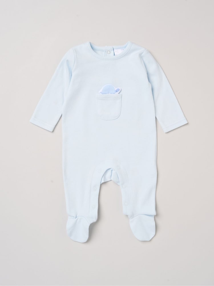 Blau - Rock-A-Bye Baby Boutique Sleepsuit With Appliqué Bear With Cloud Pocket - Bild 2 von 3