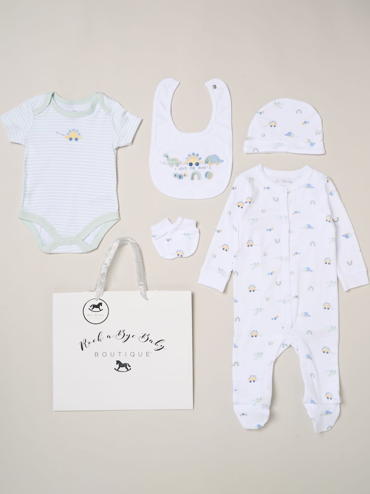 Rock-A-Bye Baby Boutique White All-In-One Baby Gift Set 5 Piece - Image 1 of 6