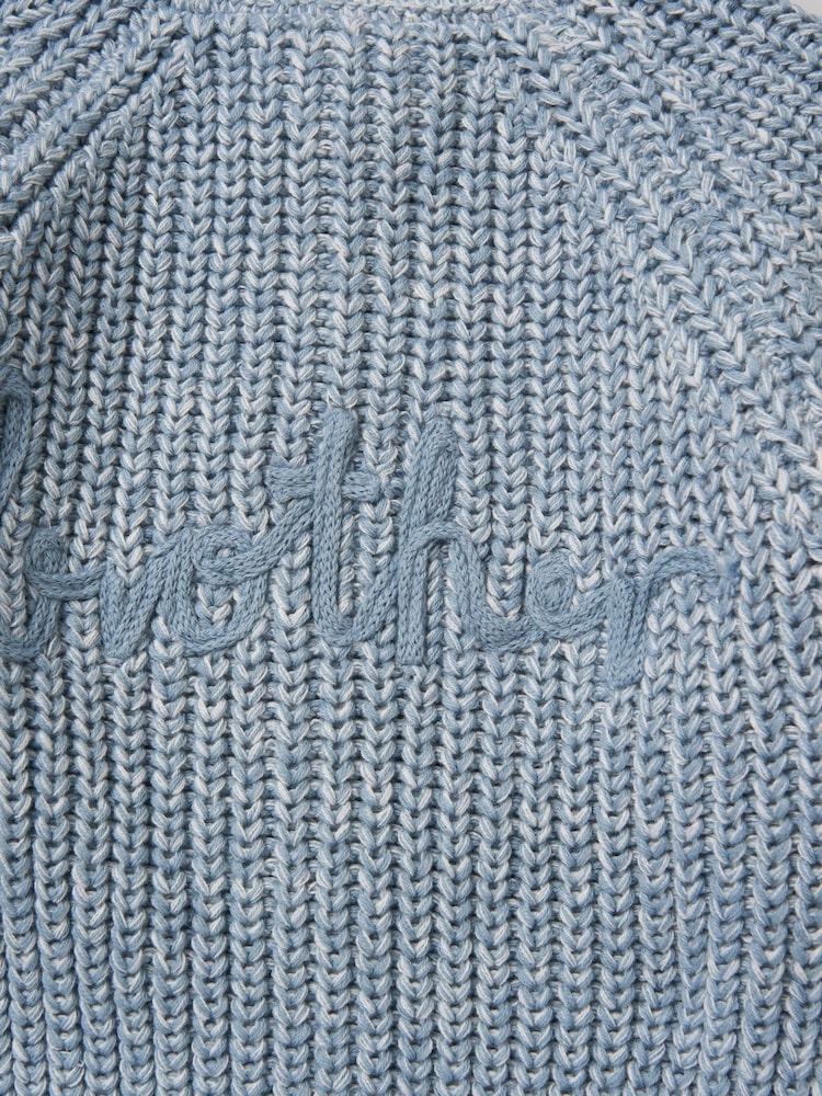 Rock-A-Bye Baby Boutique Blue Born In 2026 Embroidered Knitted Cardigan - Image 4 of 4