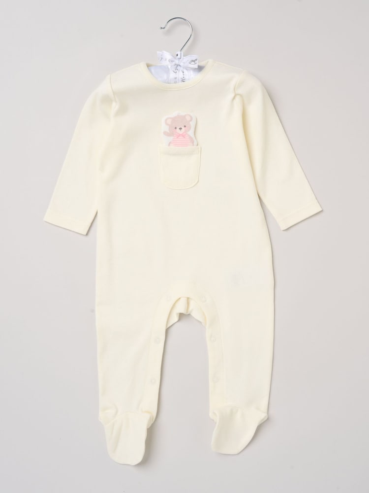 Weiß - Rock-A-Bye Baby Boutique Sleepsuit With Appliqué Bear With Cloud Pocket - Bild 1 von 3