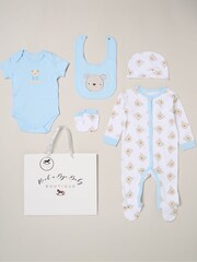 Rock-A-Bye Baby Boutique Blue - Bear Print All-In-One Baby Gift Set 5 Piece - Image 1 of 5