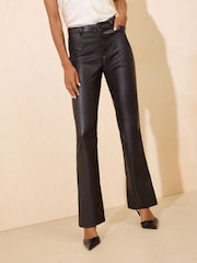 Friends Like These Black  Faux Leather PU Straight Leg Trousers - Image 1 of 6