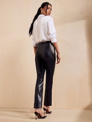 Friends Like These Black  Faux Leather PU Straight Leg Trousers - Image 6 of 6